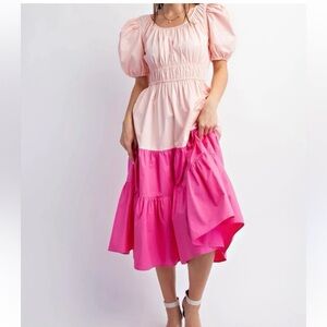 Nordstrom Colorblock Poplin cotton midi dress